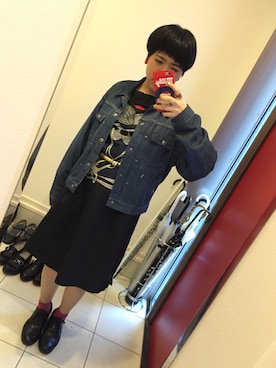 「レトロ」｜「アイテム（レインシューズ）」を使った、nkさん（レディース・156cm）の春コーディネート