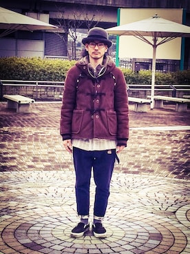 「FRAPBOIS（フラボア）のアイテム（その他アウター）」を使った、Kazushi Fjさん（メンズ・164cm）の冬コーディネート