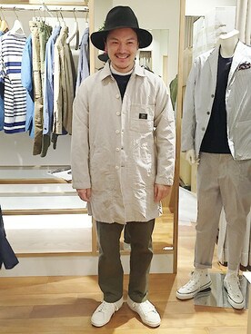 「ナチュラル」｜「アイテム（その他アウター）」を使った、うじさんさん（メンズ・171cm）の冬コーディネート