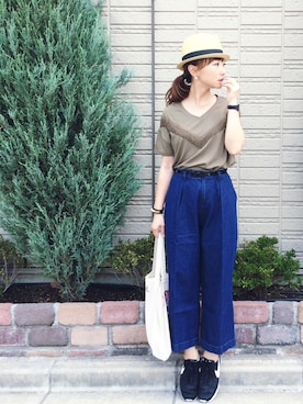 「archives（アルシーヴ）のアイテム（パンツ）」を使った、SIZUさん（レディース・156cm）の夏コーディネート