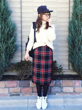 「タートル」｜「アイテム（アナログ腕時計）」を使った、SIZUさん（レディース・156cm）の冬コーディネート