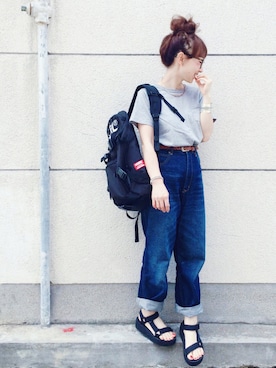 「UBIQ（ユービック）のUBIQ / PLATFORM SANDAL（サンダル）」を使った、SIZUさん（レディース・156cm）の夏コーディネート