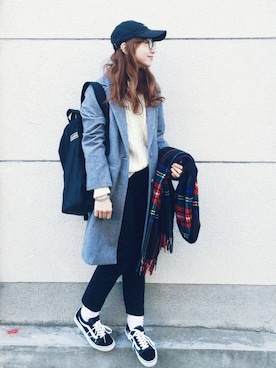 「BLACK BY MOUSSY（ブラックバイマウジー）のHUILA BLACK Denim（デニムパンツ）」を使った、SIZUさん（レディース・156cm）の秋コーディネート