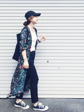 「BLACK BY MOUSSY（ブラックバイマウジー）のHUILA BLACK Denim（デニムパンツ）」を使った、SIZUさん（レディース・156cm）の秋コーディネート