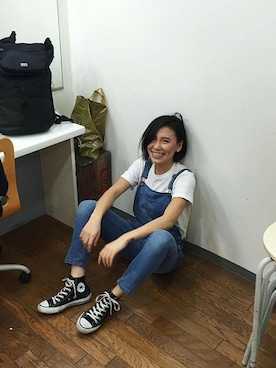 「ROXY（ロキシー）のアイテム（サロペット/オーバーオール）」を使った、KANAさん（レディース・163cm）の冬コーディネート