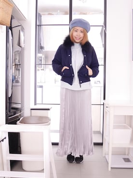 「blue」｜「アイテム（ブルゾン）」を使った、sandsandさん（レディース・153cm）の冬コーディネート