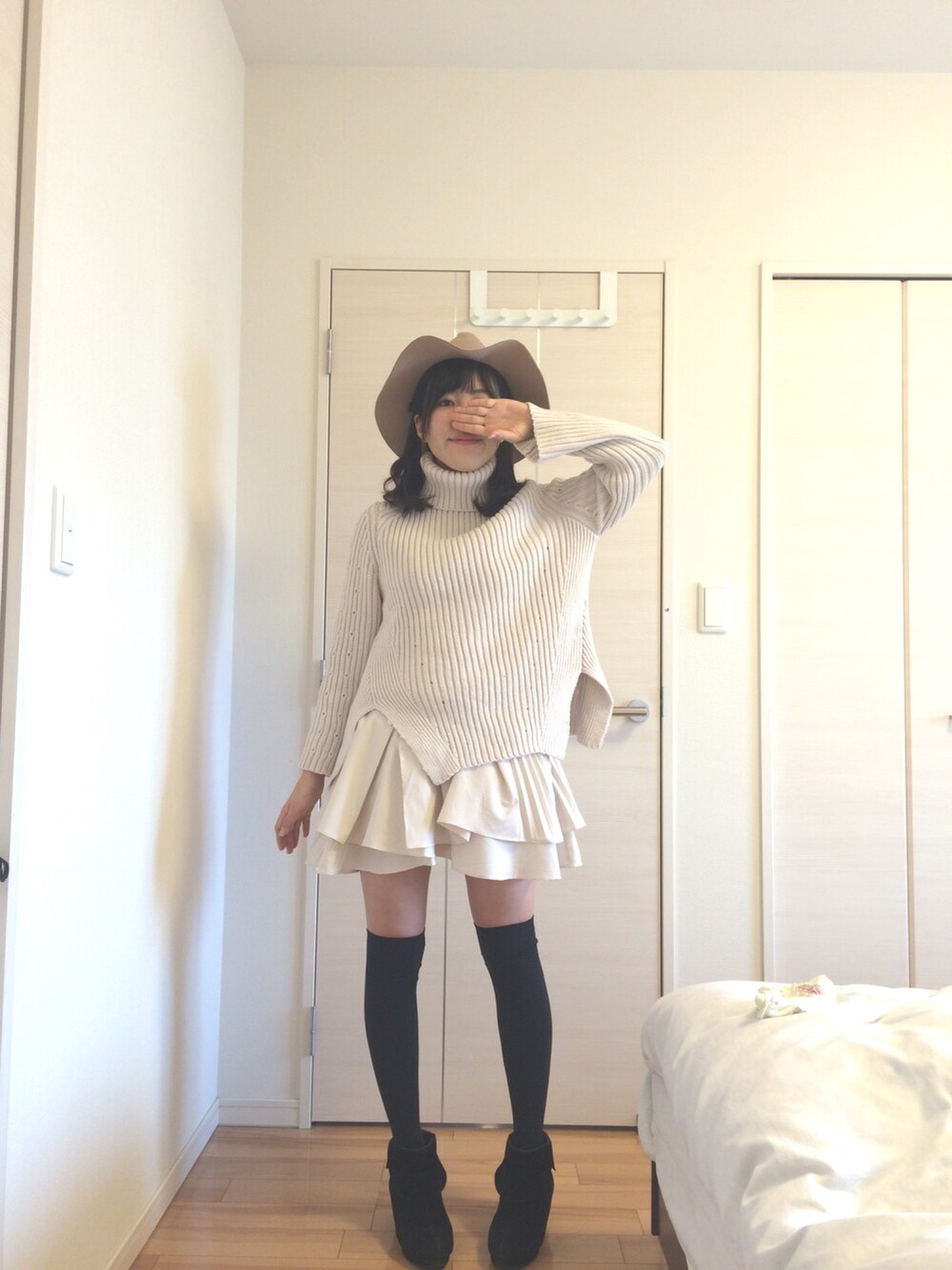 SNIDEL スナイデル フリルコンビニットワンピース アイボリー 石原