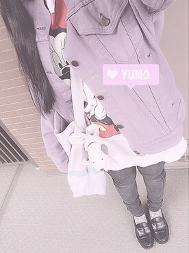 「WC（ダブル シー）のアイテム（デニムジャケット）」を使った、❤︎  yumo  ❤︎さん（レディース・160cm）の冬コーディネート