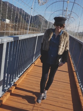 「韓国のアイテム（その他アウター、ブラック系）」を使った、momo_xoxo.babyさん（レディース・170cm）の冬コーディネート