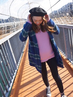 「MOUSSY（マウジー）のアイテム（チェスターコート、ブルー系）」を使った、momo_xoxo.babyさん（レディース・170cm）の冬コーディネート