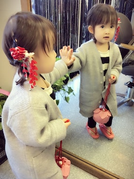 「七五三」｜「アイテム（スウェット）」を使った、Rin♡ᵕ̈*⑅さん（キッズ・90cm）の冬コーディネート
