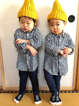 「アイテム（腕時計）」を使った、kanaeさん（キッズ・90cm）の冬コーディネート