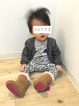 「9ヶ月」｜「アイテム（ブーツ）」を使った、marcoさん（キッズ・70cm）の秋コーディネート