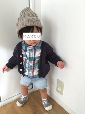 「アイテム（ベビーシューズ/ベビーソックス）」を使った、marcoさん（キッズ・70cm）の秋コーディネート