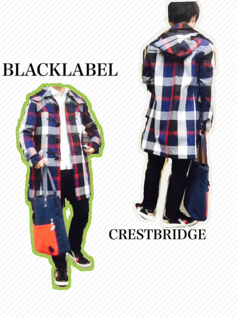「チェック、ダッフルコート、コート、アキコーデ、秋のコーデ、クレストブリッジ」｜「BLACK LABEL CRESTBRIDGEのアイテム（ダッフルコート、ブルー系）」を使った、S.yoheiさん（メンズ・167cm）の秋コーディネートの1枚目の写真