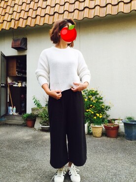 「IENA（イエナ）のアイテム（ニット/セーター、ホワイト系）」を使った、ちぴさん（レディース・155cm）の秋コーディネート