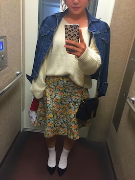 「お買い物」｜「アイテム（デニムジャケット）」を使った、ちぴさん（レディース・155cm）の春コーディネート