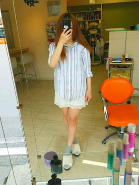 「one way（ワンウェイ）のアイテム（シューズ）」を使った、きょこさん（レディース・158cm）の夏コーディネート