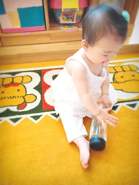 「オールホワイト」｜「アイテム（チュニック）」を使った、no☺︎noさん（キッズ・60cm）の夏コーディネート