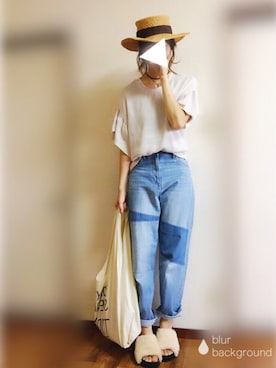 「TODAY'S SPECIAL（トゥデイズスペシャル）のアイテム（エコバッグ/サブバッグ）」を使った、ぴょんさん（レディース・167cm）の夏コーディネート