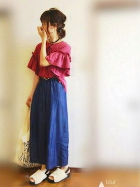 「TODAY'S SPECIAL（トゥデイズスペシャル）のアイテム（エコバッグ/サブバッグ）」を使った、ぴょんさん（レディース・167cm）の夏コーディネート