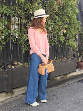 「k.growthのアイテム（ハット、ホワイト系）」を使った、K.growthさん（レディース・168cm）の春コーディネート