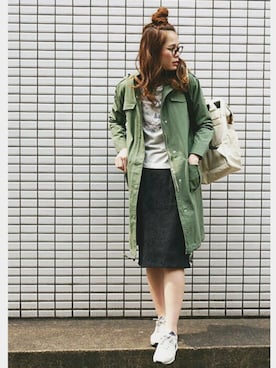 「K.growthのアイテム（ミリタリージャケット、グリーン系）」を使った、K.growthさん（レディース・168cm）の春コーディネート