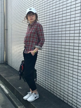 「kgrowthのアイテム（キャップ、ホワイト系）」を使った、K.growthさん（レディース・168cm）の春コーディネート