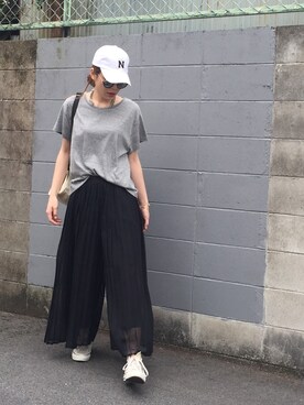 「kgrowthのアイテム（キャップ、ホワイト系）」を使った、K.growthさん（レディース・168cm）の春コーディネート