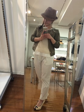 「ぺプラムトップス」｜「アイテム（ブルゾン）」を使った、seicoさん（レディース・153cm）の春コーディネート