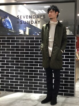 「SEVENDAYS=SUNDAY（セブンデイズサンデイ）のアイテム（ピーコート）」を使った、新浦安さん（メンズ・176cm）の冬コーディネート