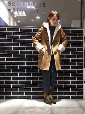 「SEVENDAYS=SUNDAY（セブンデイズサンデイ）のアイテム（ダッフルコート）」を使った、新浦安さん（レディース・151cm）の冬コーディネート