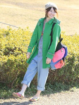 「チチカカ」｜「アイテム（トレンチコート）」を使った、gucchiさん（レディース・160cm）の冬コーディネート