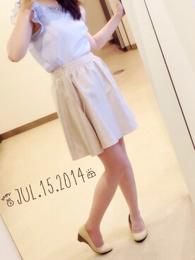 「Rirandture（リランドチュール）のアイテム（シャツ/ブラウス、ブルー系）」を使った、kana.comさん（レディース・156cm）の夏コーディネート