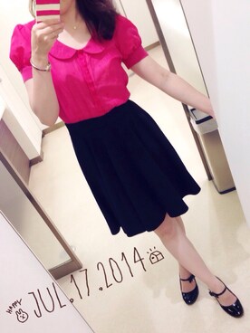 「JILL STUART（ジルスチュアート）のアイテム（シャツ/ブラウス、ピンク系）」を使った、kana.comさん（レディース・156cm）の夏コーディネート