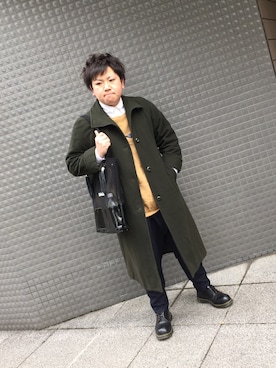 「アイテム（ステンカラーコート）」を使った、あべしさん（メンズ・173cm・10代）の冬コーディネート
