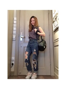 「ny（エヌワイ）のアイテム（バッグ）」を使った、Rikki babeさん（レディース・154cm）の秋コーディネート