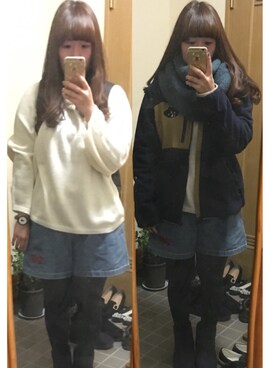 「にゃー（ニャー）のアイテム（その他アウター）」を使った、Hanapiyoooooさん（レディース・154cm）の冬コーディネート