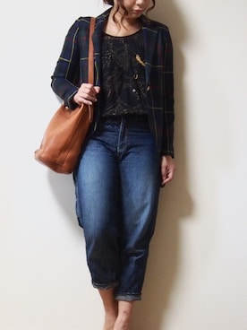 「NOMBRE IMPAIR（ノンブルアンペール）のアイテム（ジャケット/アウター）」を使った、＊saki＊さん（レディース・162cm）の秋コーディネート