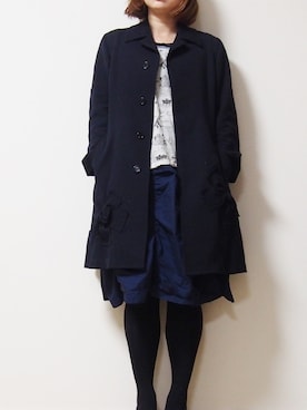 「tricot COMME des GARCONS（トリココムデギャルソン）のアイテム（ステンカラーコート）」を使った、＊saki＊さん（レディース・162cm）の春コーディネート