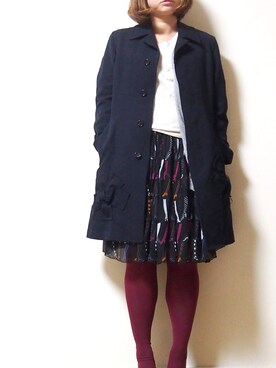 「tricot COMME des GARCONS（トリココムデギャルソン）のアイテム（ステンカラーコート）」を使った、＊saki＊さん（レディース・162cm）の春コーディネート