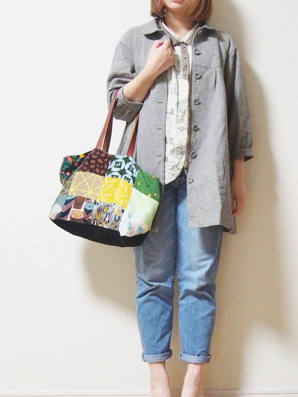 「ミナペルホネン、mina perhonen、FRAPBOIS」｜「mina perhonenのアイテム（トートバッグ、その他）」を使った、＊saki＊さん（レディース・162cm）の春コーディネートの1枚目の写真