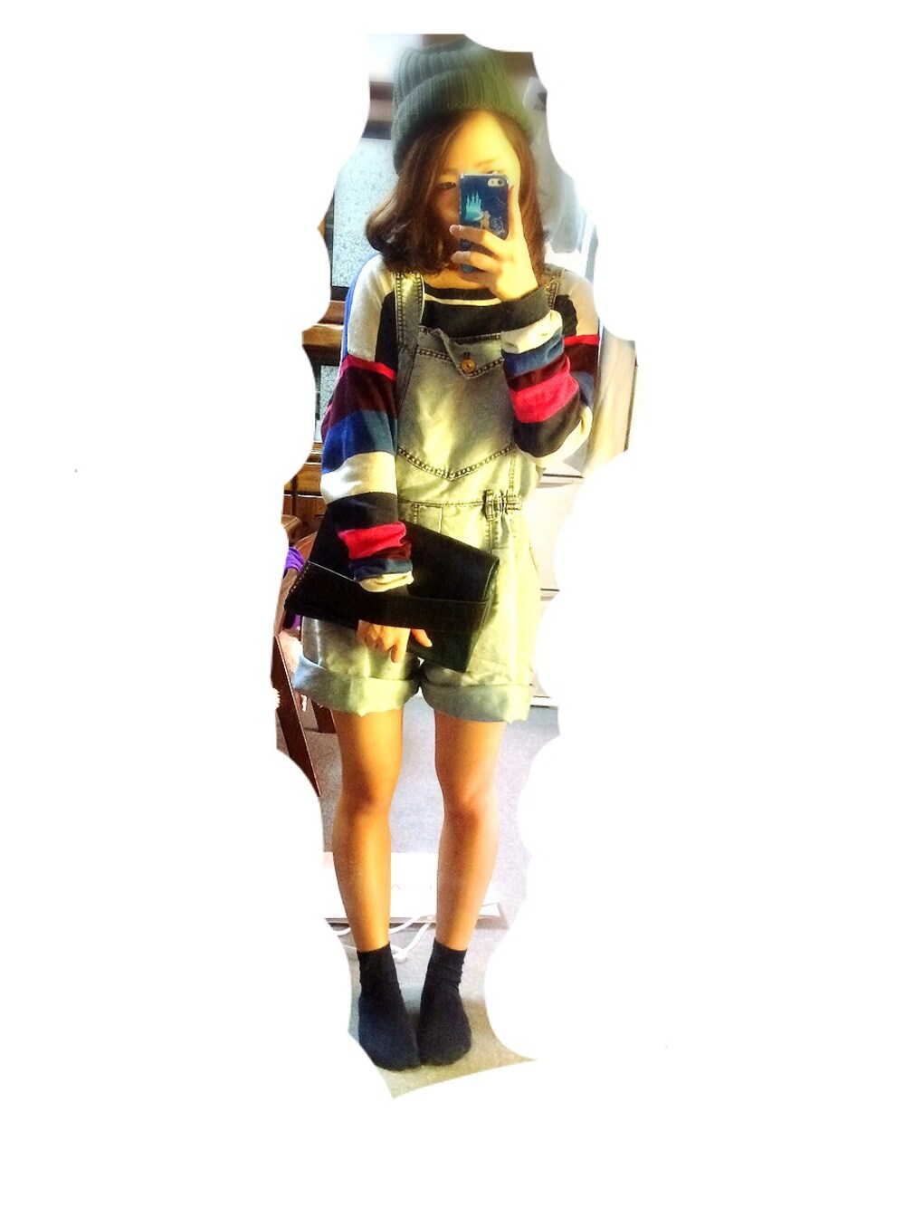 「FIG&VIPER、H&M、オーバーオール」｜「FIG&VIPERのアイテム（サロペット/オーバーオール、ブルー系）」を使った、ちはるさん（レディース・152cm）の秋コーディネートの1枚目の写真