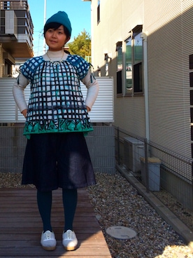 「chambre de charme（シャンブルドゥシャーム）のアイテム（スニーカー）」を使った、YumiTeaさん（レディース・156cm）の冬コーディネート