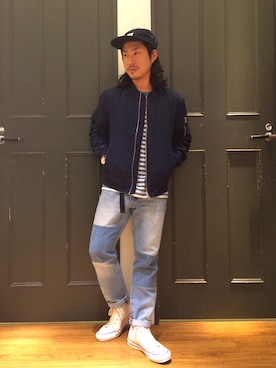 「RAGEBLUE（レイジブルー）のアイテム（キャップ）」を使った、しょうへいさん（メンズ・166cm）の春コーディネート
