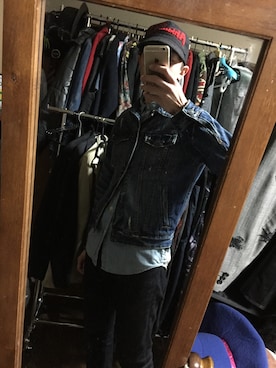 「Abercrombie&Fitch（アバークロンビーアンドフィッチ）のアイテム（デニムジャケット）」を使った、わたる。さん（メンズ・175cm）の冬コーディネート
