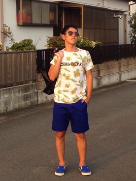 「Wrangler」｜「アイテム（モカシン/デッキシューズ）」を使った、しゅんやさん（メンズ・172cm）の夏コーディネート