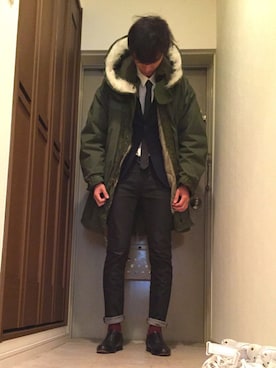 「TOPMAN（トップマン）のアイテム（テーラードジャケット）」を使った、TagoMagoさん（メンズ・183cm）の冬コーディネート