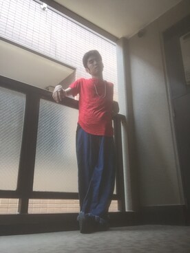 「HARE（ハレ）のダブルベルトスニーカー(HARE)（スニーカー）」を使った、トネちゃんさん（メンズ・165cm）の夏コーディネート