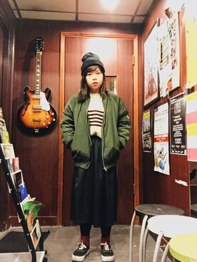 「PULL&BEAR（プルアンドベア）のアイテム（ニットキャップ/ビーニー）」を使った、Melissaさん（レディース・154cm）の冬コーディネート